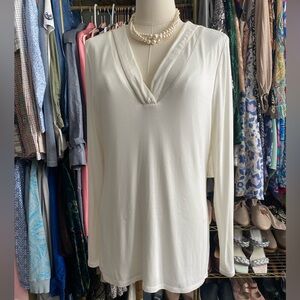 White House Black Market Long Sleeves, V-neck Top. Size Medium